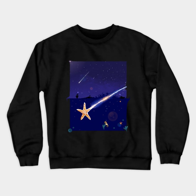 Shooting Starfish Crewneck Sweatshirt by TenomonMalke